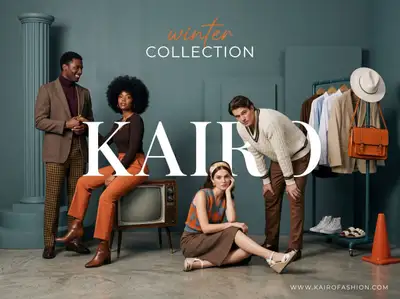 Retro-modern group fashion ad for a winter collection