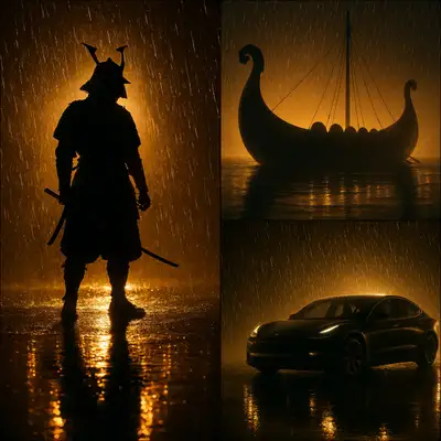 Cinematic Rainy Night Backlit Portrait