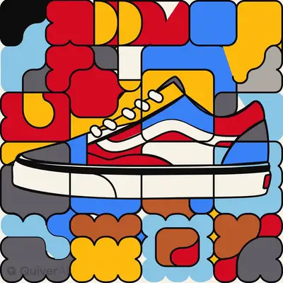 Flat Geometric Sneaker Illustration Prompt