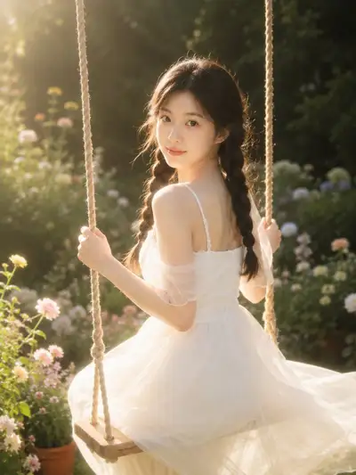 Dreamy Garden Swing Portrait Prompt
