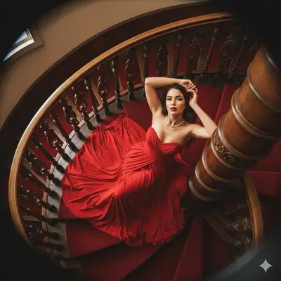 Editorial Fashion Portrait on Grand Staircase