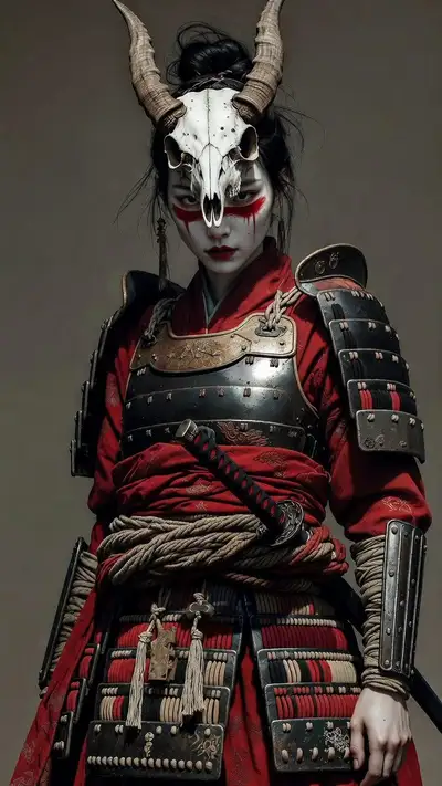 Traditional Female Samurai Warrior Portrait