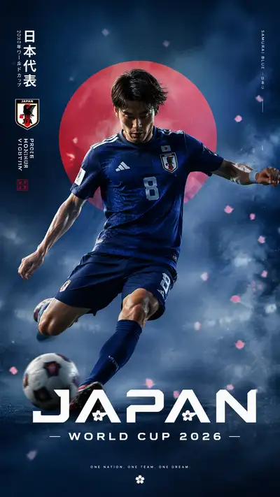 Cinematic Japan national team World Cup 2026 poster