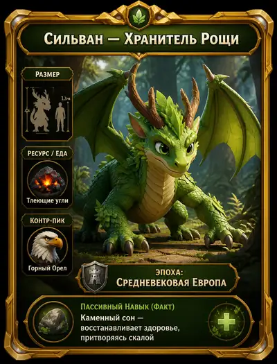 MOBA-Heldenkarte im Pixar-Stil: Waldrache-Charakter