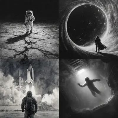 Charcoal Sketch Astronaut Prompt Template