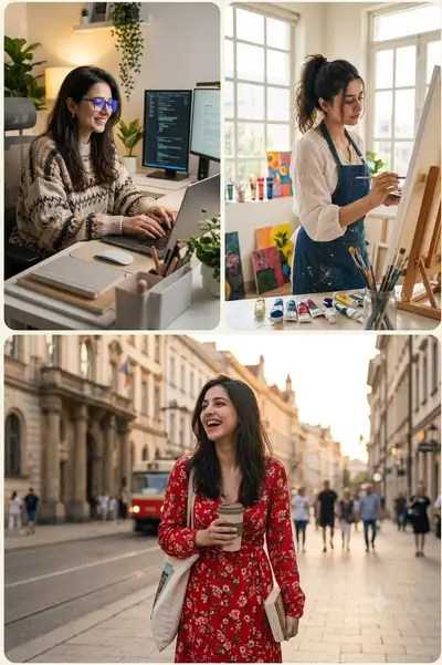 Triptych: Woman in Three Settings