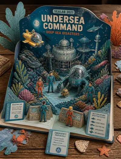 Sealab-2021-Unterwasser-Papercraft-Diorama im Bilderbuchstil
