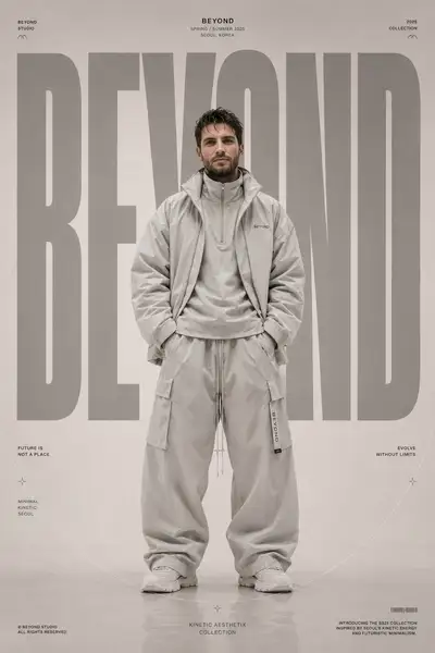 Hochmode-Editorial-Poster mit übergroßer Typografie
