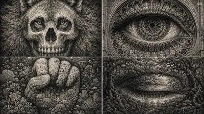 Prompt für ein räumliches Frequenz-Hybridillusionsbild (zwei Motive in einem)