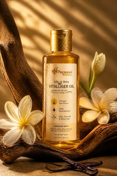 Luxury amber haircare oil bottle product photography