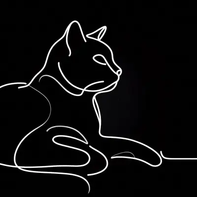 Single Line Minimalist Cat Drawing