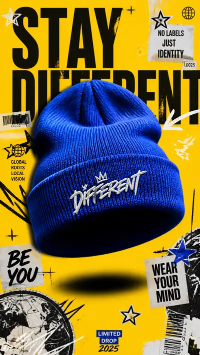 Cobalt Beanie Streetwear Advertising Poster