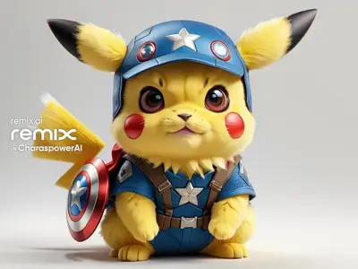 Cute Pikachu Superhero 3D Render Prompt