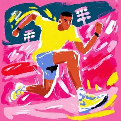 Vibrant Pop Art Athletic Advertising Illustration