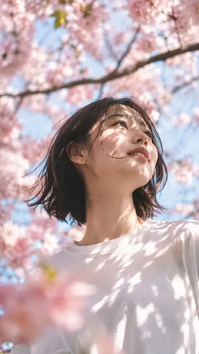 満開の桜の下で撮る春のポートレート
