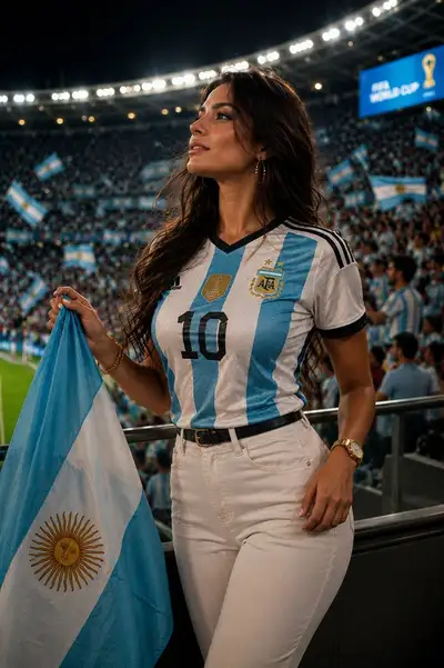 Argentina fan stadium editorial portrait prompt