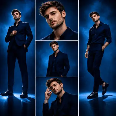 Luxury fashion editorial three panel composite portrait