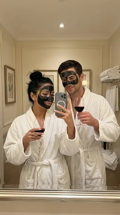 Romantic Spa Mirror Selfie in Istanbul Hotel