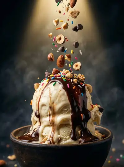 Ultra-Realistic Gourmet Ice Cream Photography