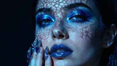 High-Fashion Cinematic Beauty Portrait with Lace Light Patterns