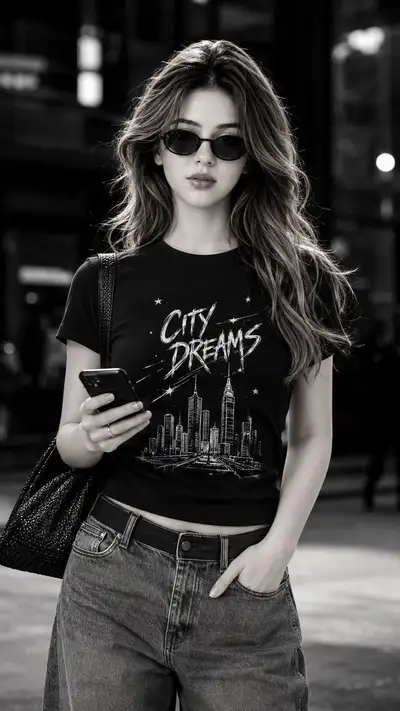 Monochrome Street-Fashion Portrait Prompt