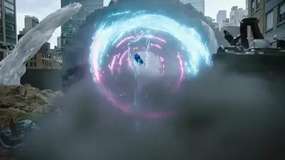 Superhero Portal Leap Cinematic Scene