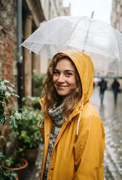 Retrato cinematográfico em beco chuvoso