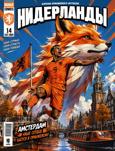 Netherlands comic book cover with a jumping forward and totem fox