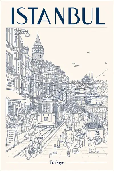 Minimalist Istanbul Travel Poster Prompt