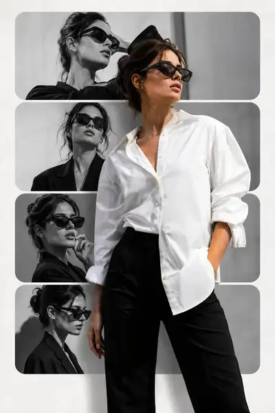 Luxury vogue-style editorial collage poster of a woman