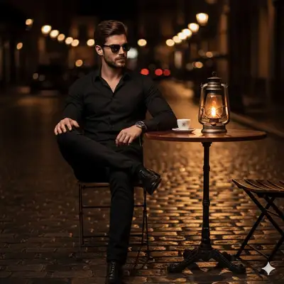 Cinematic Noir Nighttime Street Scene