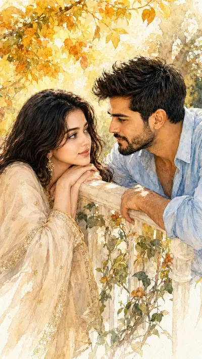 Cinematic Watercolor Romantic Couple Portrait