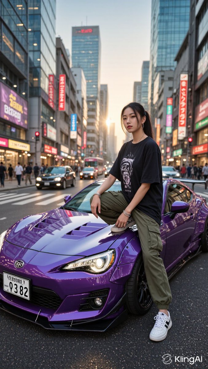 Urban Street Photography with Purple Sports Car Scene
