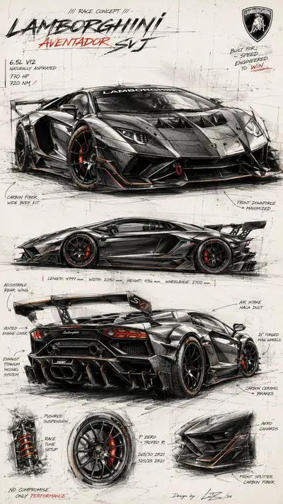 Hand-Drawn Racing Vehicle Sketch Prompt