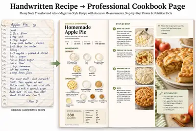 De receta manuscrita a diseño de página de libro de cocina