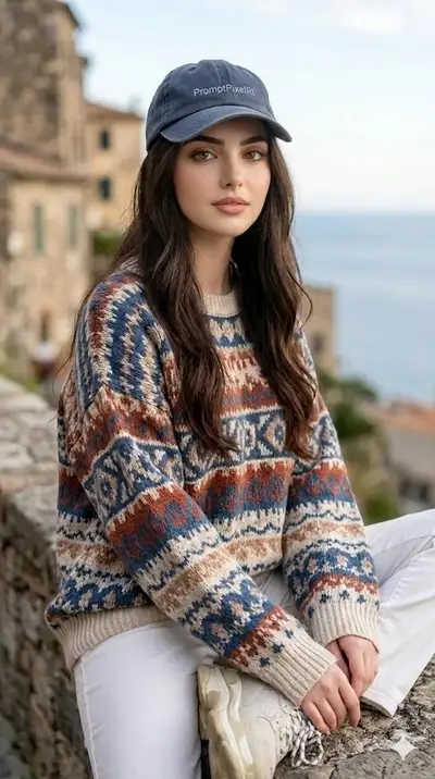 Cinematic Portrait of Woman in Coastal Village