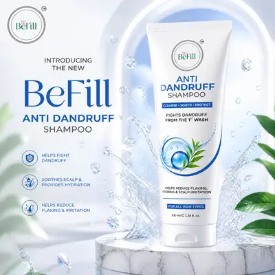 BeFill anti-dandruff shampoo product launch ad