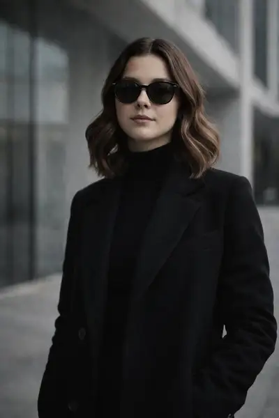 Cinematic Portrait of a Composed Woman in Black