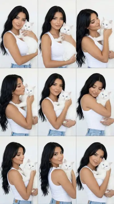 Editorial 3x3 Portrait Grid with White Van Cat