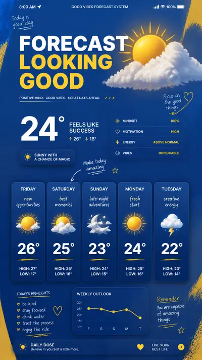 Weather app editorial poster forecasting emotions