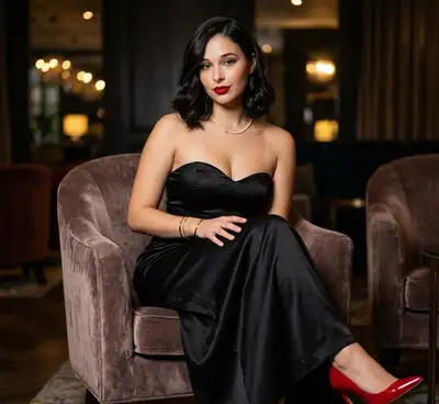 Glamorous Woman in Black Gown