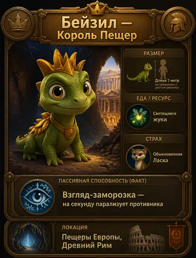Pixar-Style-MOBA-Heldenkarte: Höhlen-Basilisk-Echse