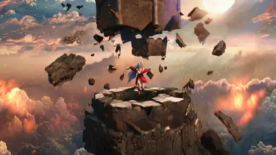Anime Warrior Leaps from Collapsing Tower