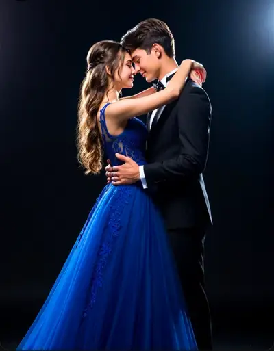 Royal Blue Ballroom Couple Portrait