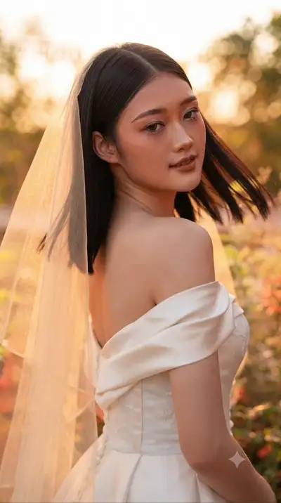 Serie de retratos nupciales etéreos bajo la luz dorada del atardecer