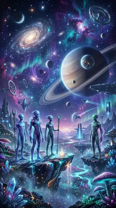 Advanced alien civilization sci-fi concept art