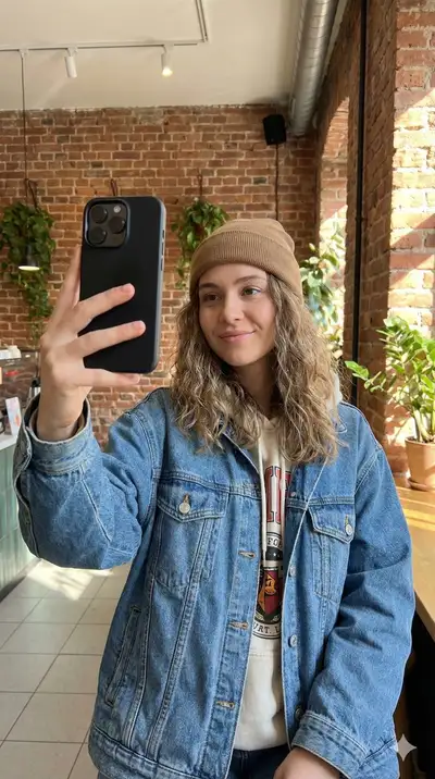 Stylish Young Woman Selfie with iPhone