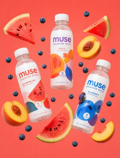 Floating Muse Water Bottles with Fresh Fruit Ad