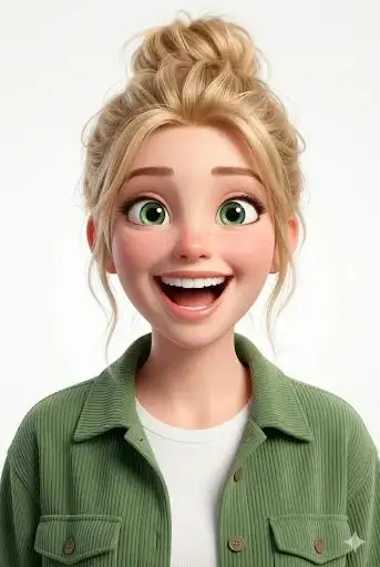 Pixar-Style Cute 3D Girl Portrait
