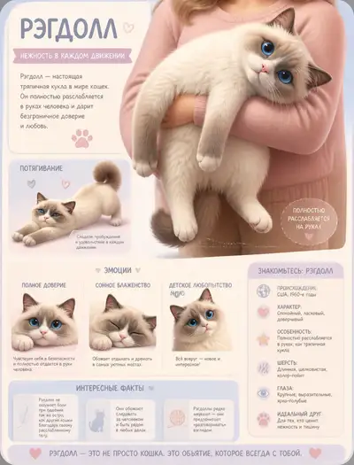 ラグドール猫のピクサー風キャラクターカード